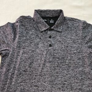 Antigua Men's Black and White Striped Polo